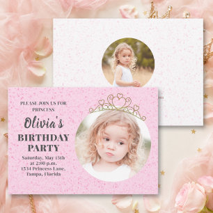 Minimalist Cute Princess Tiara Birthday Whimsical Invitation
