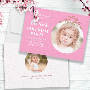 Minimalist Cute Princess Tiara Birthday Whimsical Invitation