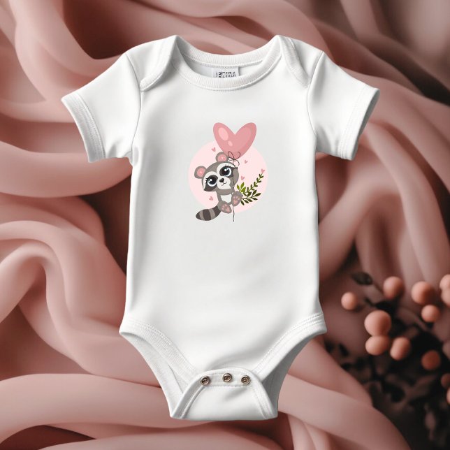Minimalist Cute Raccoon Baby Shower  Baby Bodysuit (Minimalist Cute Raccoon Baby Shower Baby Bodysuit)