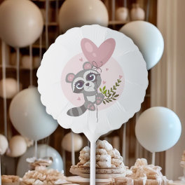 Minimalist Cute Raccoon Baby Shower Balloon