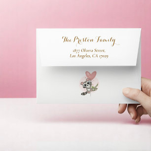 Minimalist Cute Raccoon Baby Shower Envelope