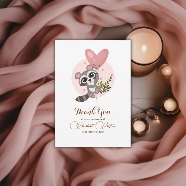 Minimalist Cute Raccoon Baby Shower Thank You Card (Minimalist Cute Raccoon Baby Shower Thank You Card)