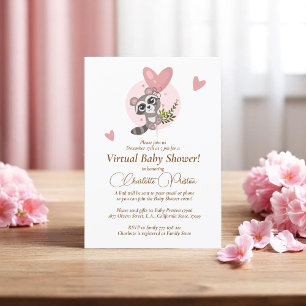 Minimalist Cute Raccoon Baby Shower Virtual Invitation