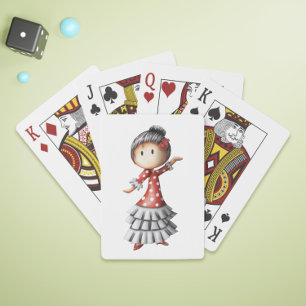 Minimalist Cute Sevillana Dancer Illustration Poker Cards