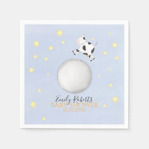 Minimalist Cute Simple Cow Jumped Over the Moon Napkins