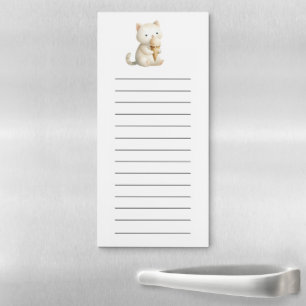 Minimalist Cute Tan Cat with Ice Cream Wide Ruled Magnetic Notepad