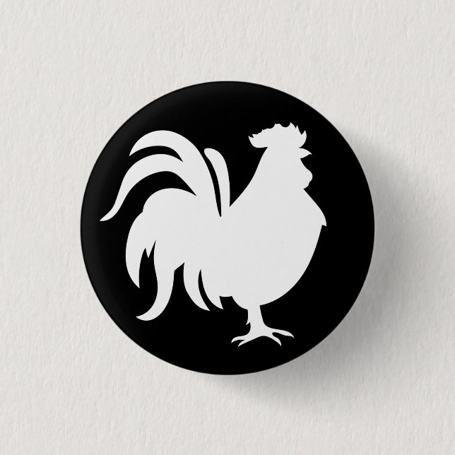 Minimalist Cute White lucky rooster    Button (Front)