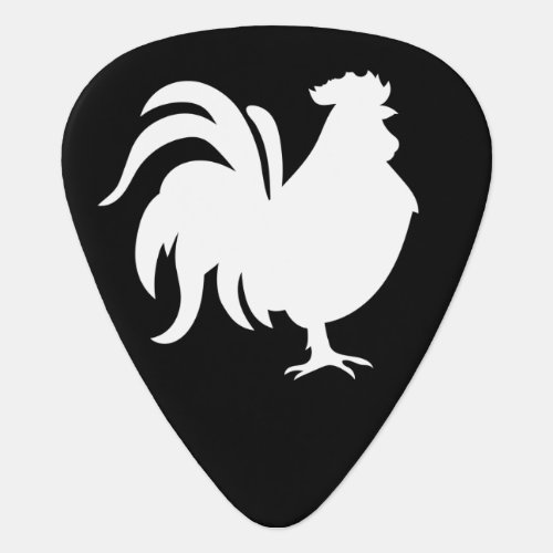 Minimalist Cute White lucky rooster      Guitar Pick