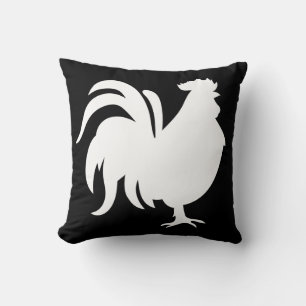 Minimalist Cute White lucky rooster  Throw Pillow