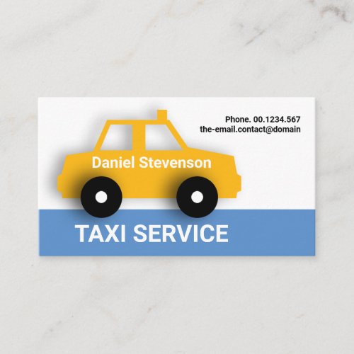 Minimalist Cute Yellow Taxi On Call Private Driver Business Card