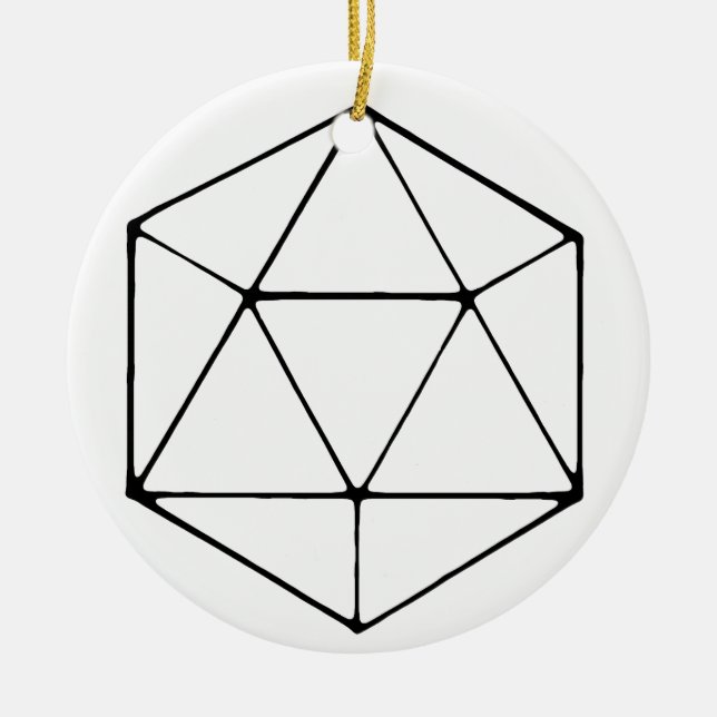 Minimalist D20 Design Tabletop Gamer Geek Ceramic Ornament (Front)