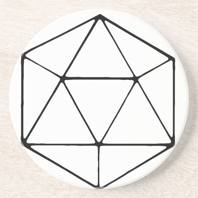 Minimalist D20 Design Tabletop Gamer Geek Drink Coaster (Front)