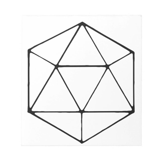 Minimalist D20 Design Tabletop Gamer Geek Notepad (Front)