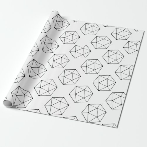 Minimalist D20 Design Tabletop Gamer Geek Wrapping Paper