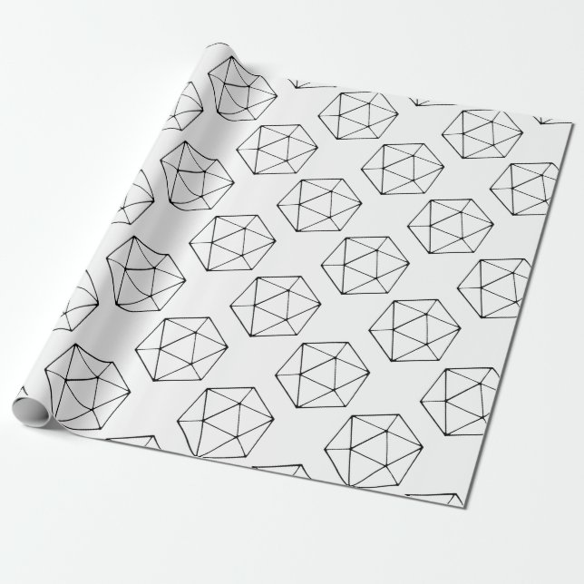 Minimalist D20 Design Tabletop Gamer Geek Wrapping Paper (Unrolled)