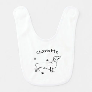 Minimalist Dachshund Art - Your Text, Your Style Baby Bib