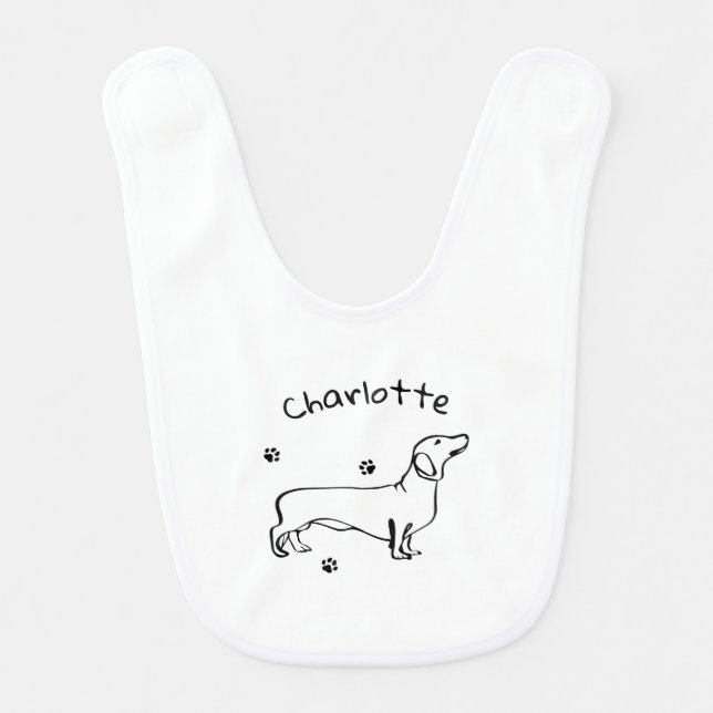 Minimalist Dachshund Art - Your Text, Your Style Baby Bib (Front)