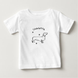 Minimalist Dachshund Art - Your Text, Your Style Baby T-Shirt