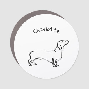 Minimalist Dachshund Art - Your Text, Your Style Car Magnet