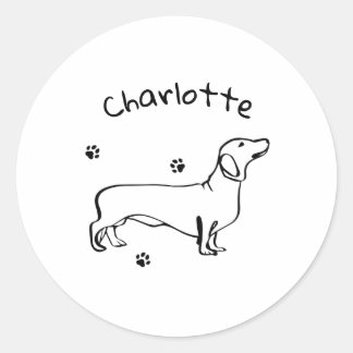 Minimalist Dachshund Art - Your Text, Your Style Classic Round Sticker