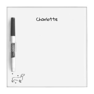 Minimalist Dachshund Art - Your Text, Your Style Dry Erase Board