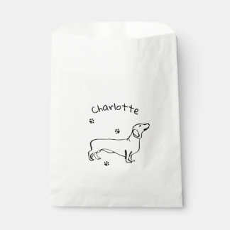 Minimalist Dachshund Art - Your Text, Your Style Favor Bag