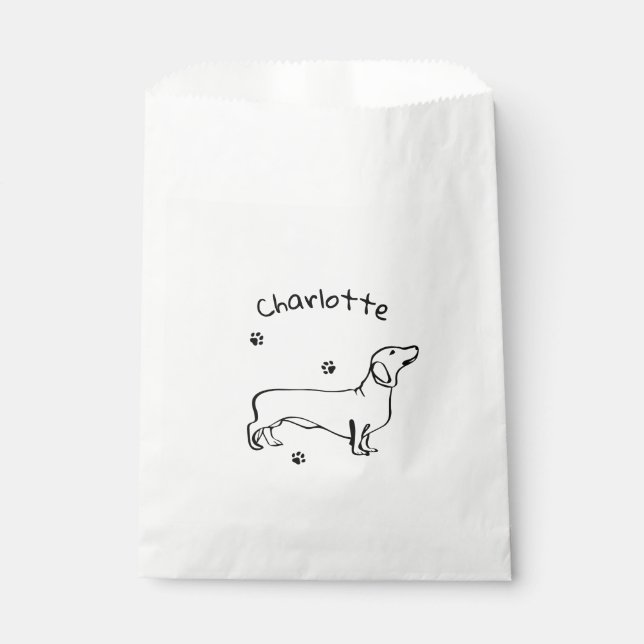 Minimalist Dachshund Art - Your Text, Your Style Favor Bag (Front)