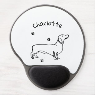 Minimalist Dachshund Art - Your Text, Your Style Gel Mouse Pad