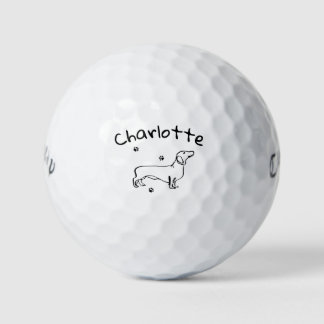 Minimalist Dachshund Art - Your Text, Your Style Golf Balls
