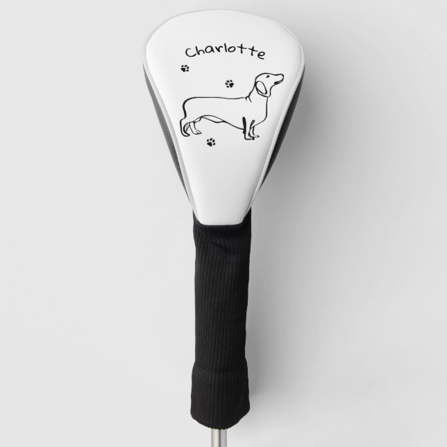 Minimalist Dachshund Art - Your Text, Your Style Golf Head Cover (Front)