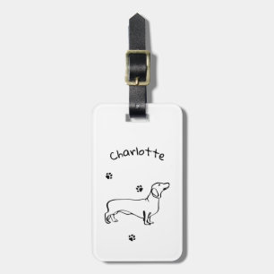 Minimalist Dachshund Art - Your Text, Your Style Luggage Tag