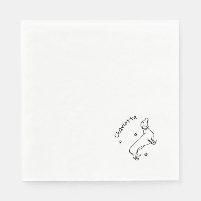 Minimalist Dachshund Art - Your Text, Your Style Napkins (Front)
