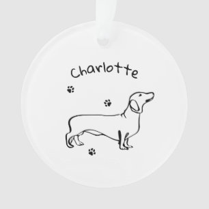 Minimalist Dachshund Art - Your Text, Your Style Ornament