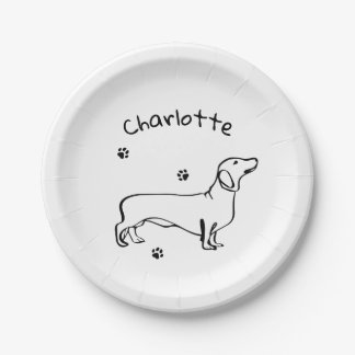 Minimalist Dachshund Art - Your Text, Your Style Paper Plates
