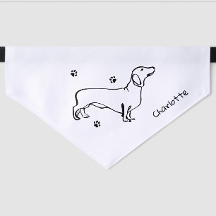 Minimalist Dachshund Art - Your Text, Your Style Pet Bandana Collar