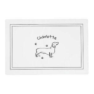 Minimalist Dachshund Art - Your Text, Your Style Placemat
