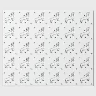 Minimalist Dachshund Art - Your Text, Your Style Wrapping Paper
