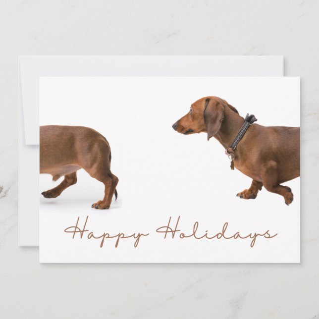 MInimalist Dachshund  Christmas Happy Holiday Card (Front)