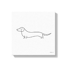 Minimalist Dachshund Single Line Art Canvas Print