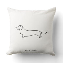 Minimalist Dachshund Single Line Art Throw Pillow
