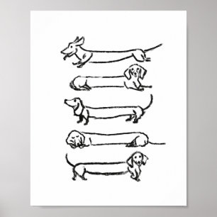 Minimalist Dachshund Sketch Art Print