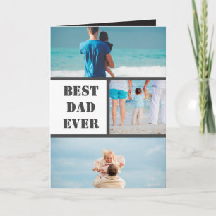 Minimalist Dad 3 Photo Collage Father Personalize Card