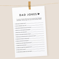 Minimalist Dad Jokes Baby Shower Game Cards