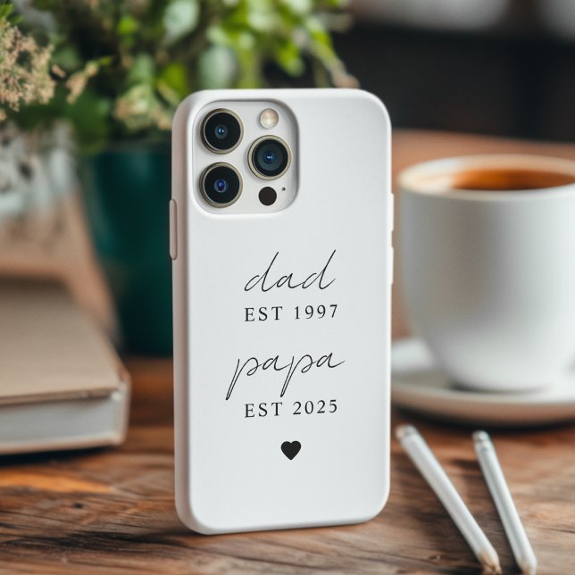 Minimalist Dad & Papa EST 2025 Personalized Case-Mate iPhone Case (Creator Uploaded)