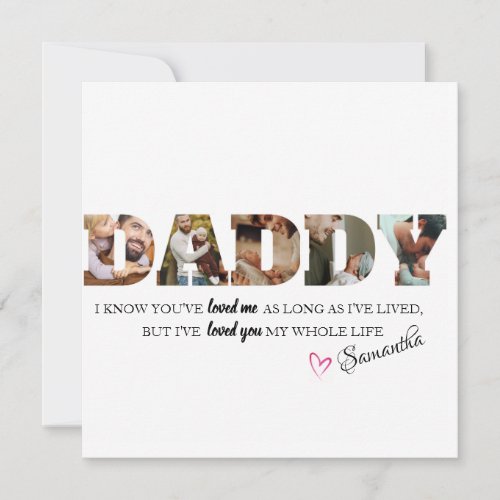 Minimalist DADDY Photo Collage Happy Fathers Day  Card