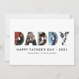 Minimalist DADDY Photo Collage Happy Father&#39;s Day Card