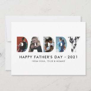 Minimalist DADDY Photo Collage Happy Father's Day Card