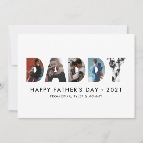 Minimalist DADDY Photo Collage Happy Fathers Day Card