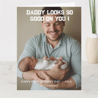 Minimalist DADDY Photo Collage Happy Father's Day Card