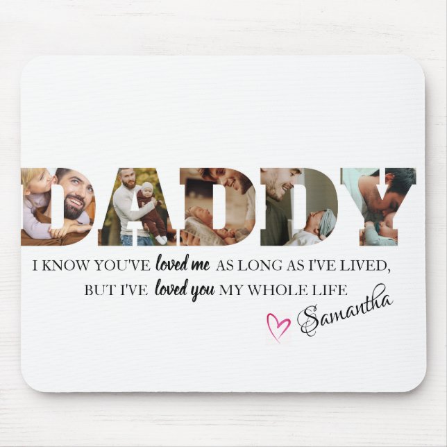 Minimalist DADDY Photo Collage Happy Father's Day Mouse Pad (Front)